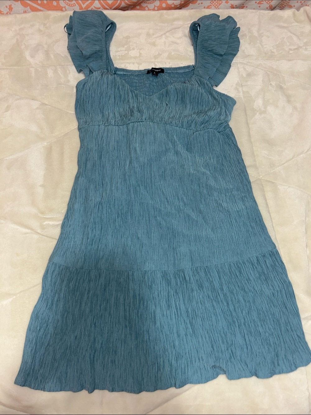 Blu Pepper (Dry Goods) Teal Ruffle Strap Mini Dress